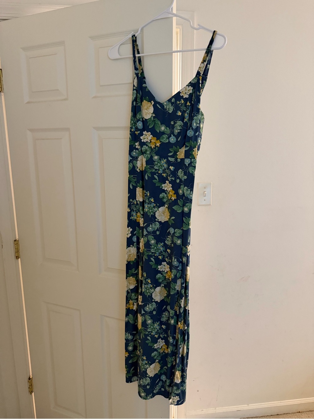 Old Navy Navy Floral Maxi Dress with Yellow and Cream Flowers